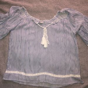Striped blue & white off shoulders shirt